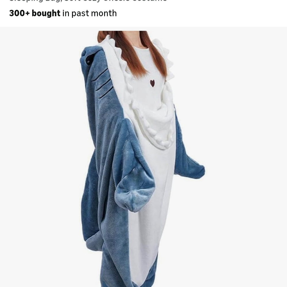 Plush Shark Onesie Sweater - Blue/White Cozy Pullover